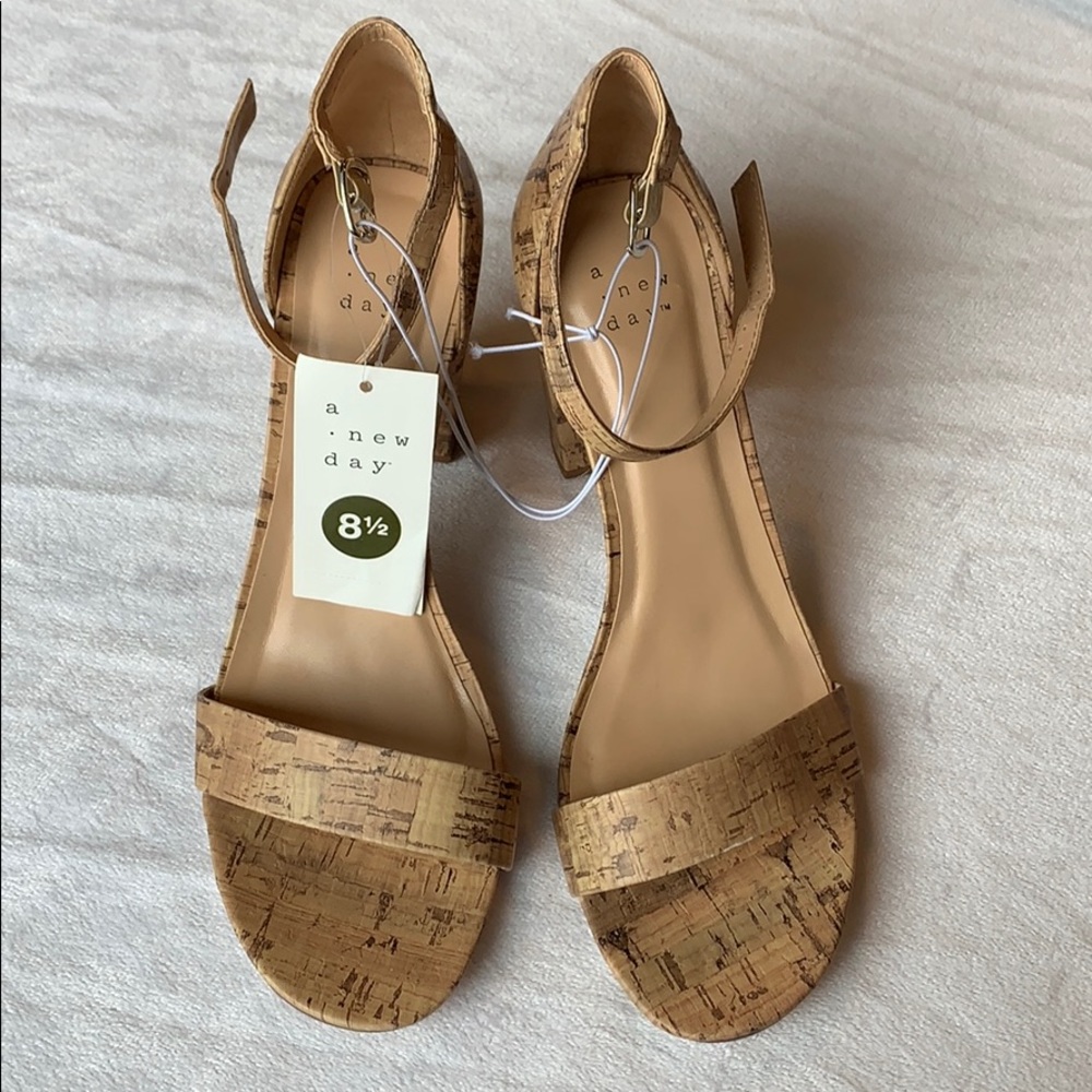 Women's Ema High Block Heel Pumps Cork - A New Day